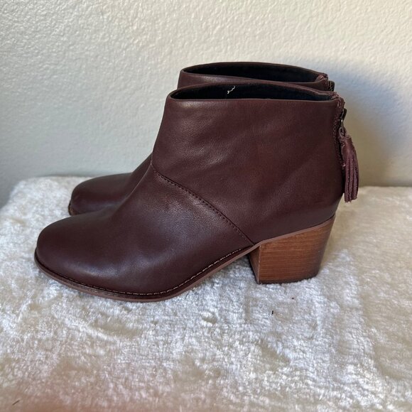 Toms Carpe Diem Ankle Boots Soft Leather Tassel Zip Back Closure Brown Sz 7 - Picture 5 of 15